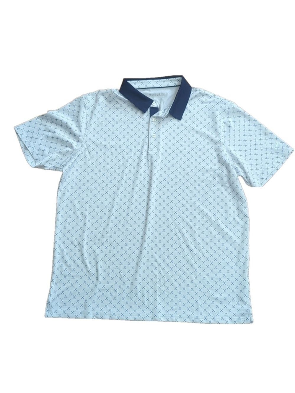Maelreg Men's Golf Polo Shirt White Navy Blue Extra Large